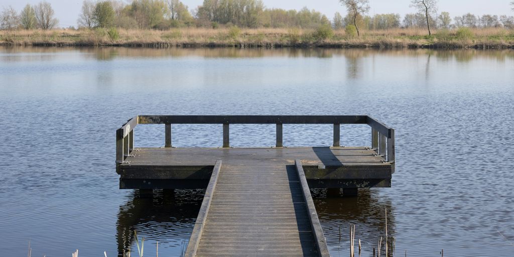 a wooden dock sitting on top of a body of water